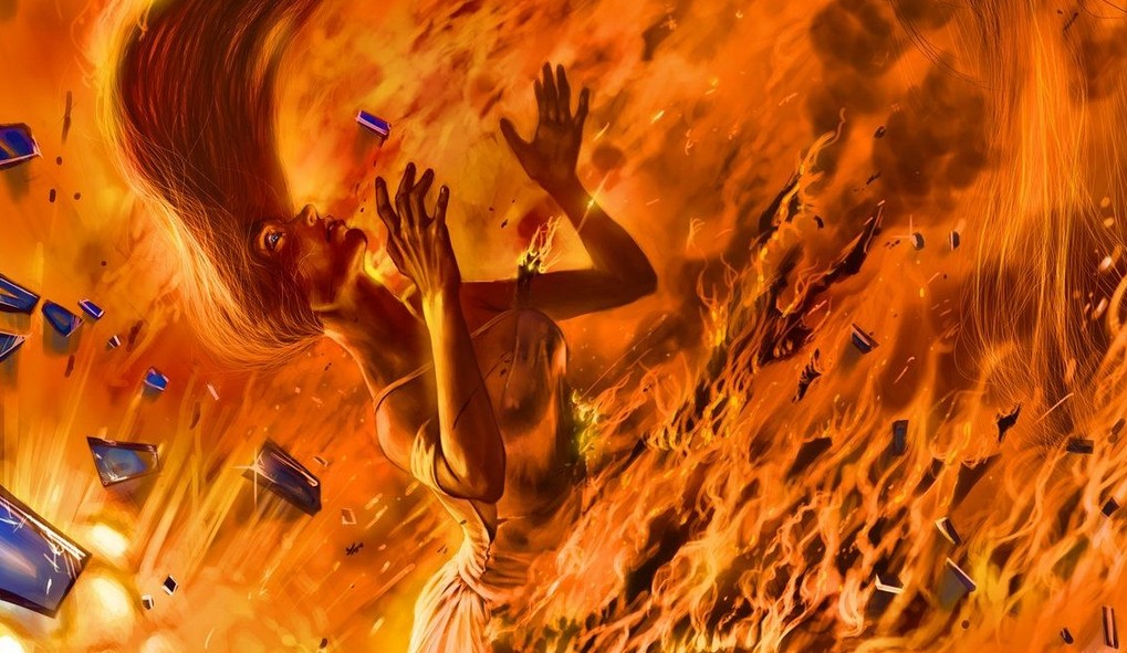 زن آتش گرفته