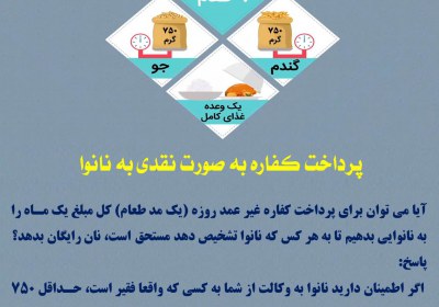 پرداخت کفاره به صورت نقدی به نانوا کفاره، روزه