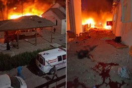لحظه اصابت موشک به بیمارستان غزه